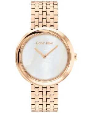 2H Women's Quartz Watch with Stud and Gold Stainless Steel Bracelet 34 mm Calvin Klein