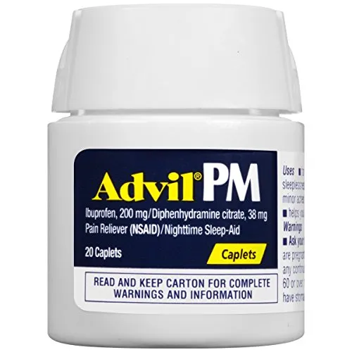 Advil PM Nightime Sleep and Pain Relief Medicine, 20 Coated Caplets