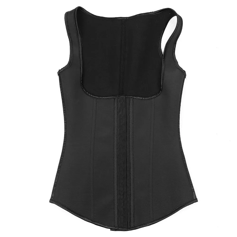 Black Latex Steel Boned Waist Trainer Corset