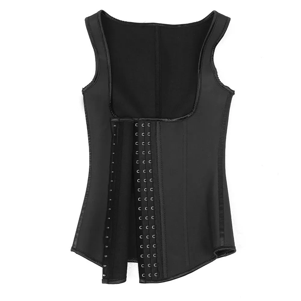 Black Latex Steel Boned Waist Trainer Corset