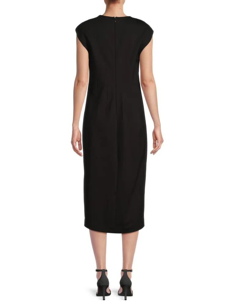 Calvin Klein faux leather sheath dress, black