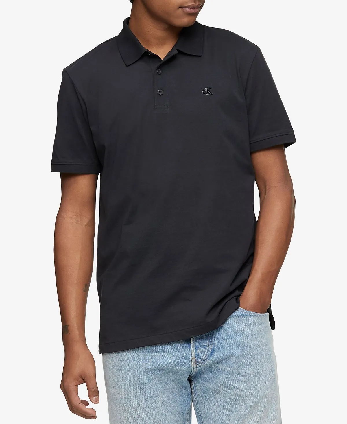 Calvin Klein Men's Smooth Cotton Monogram Logo Polo Shirt Regular Fit , multi