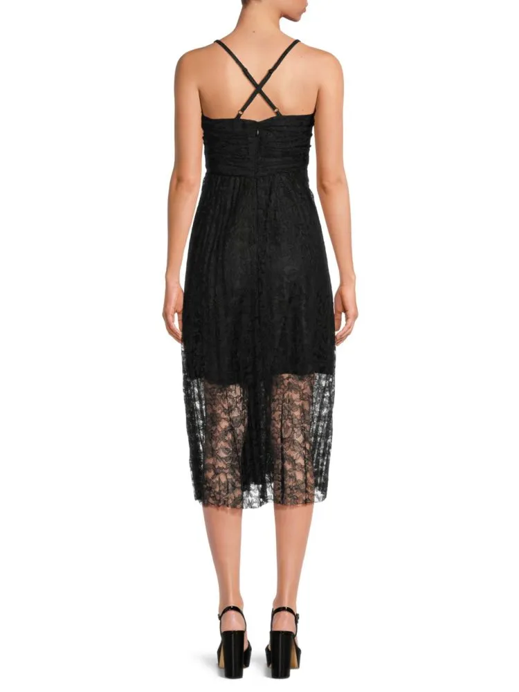 Calvin Klein Sleeveless Lace Midi Dress, Black