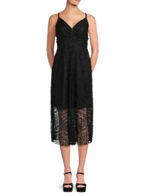 Calvin Klein Sleeveless Lace Midi Dress, Black