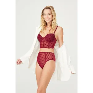 Claret Red Flock Corset Lingerie Set