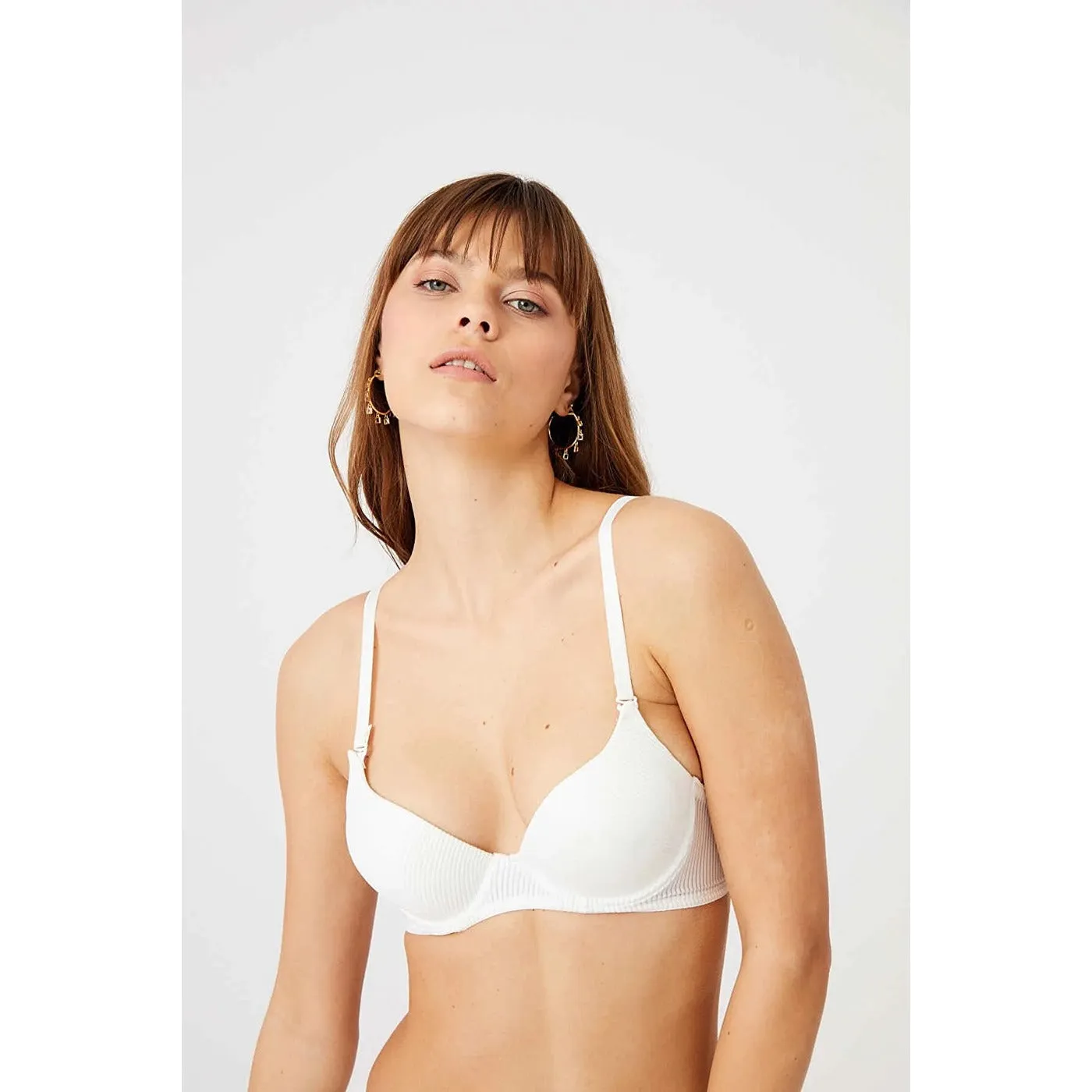 Cream Patterned Lingerie Set