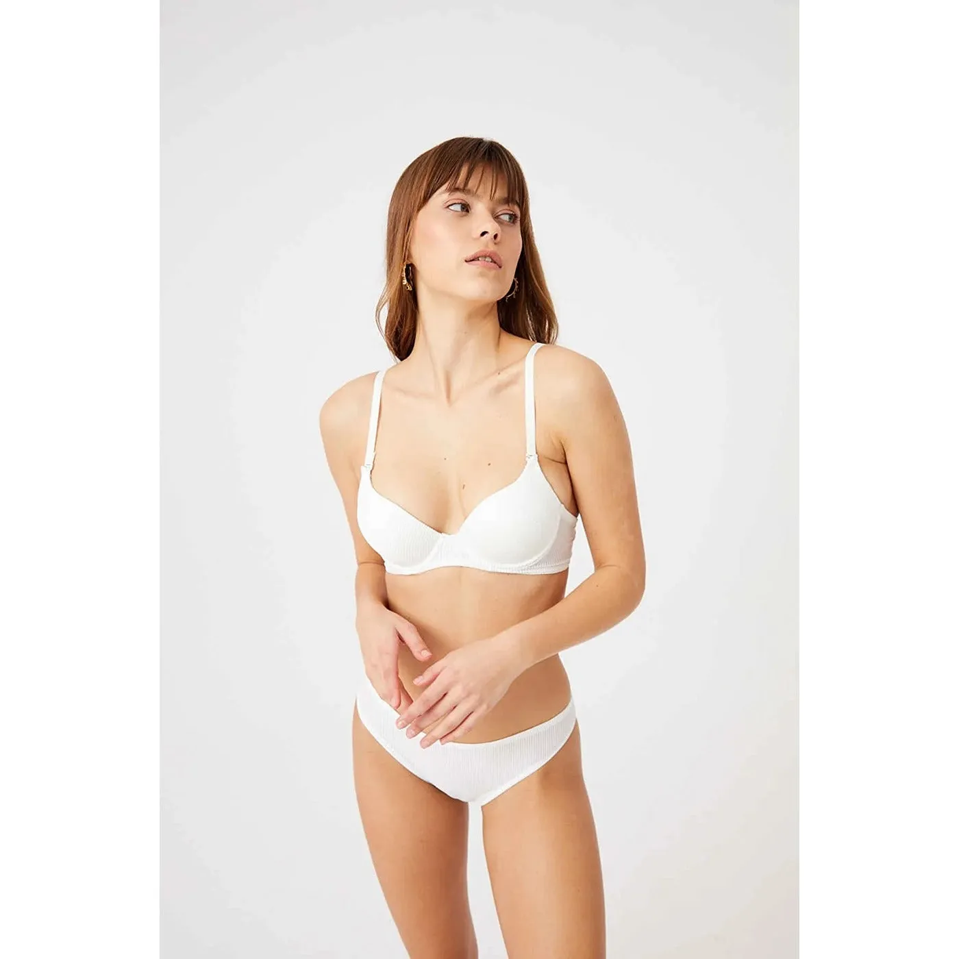 Cream Patterned Lingerie Set