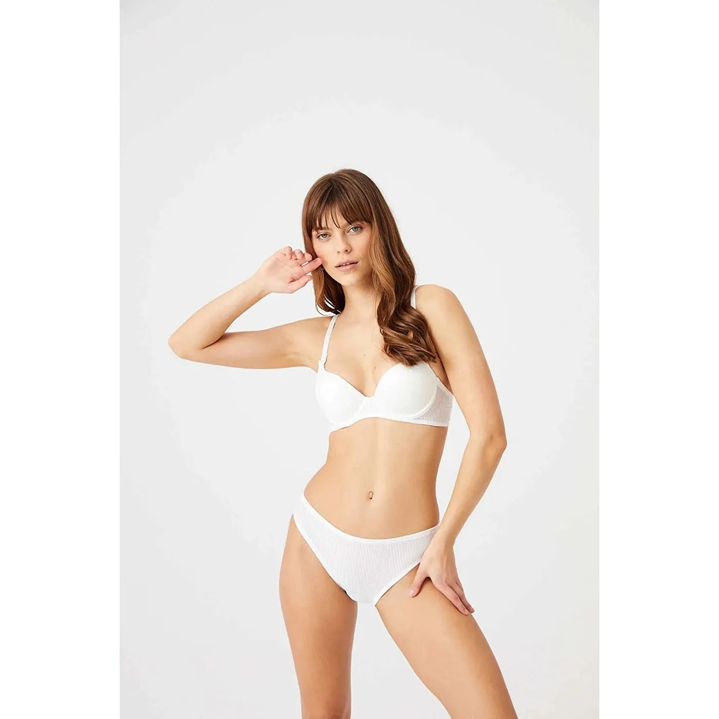 Cream Patterned Lingerie Set