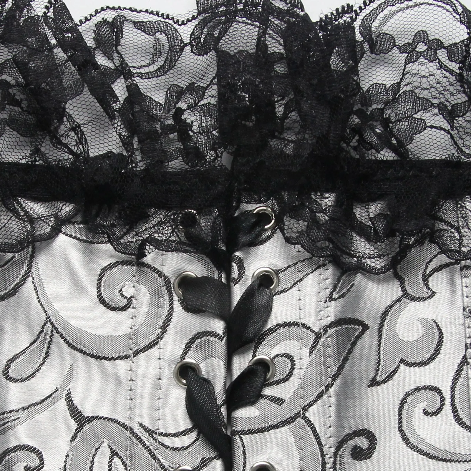 Diamond Lace Lingerie Strapless Corset Boned Bustier PLUS SIZE