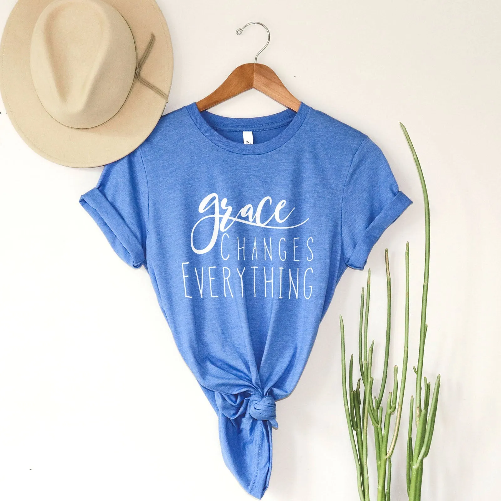 Grace Changes Everything Tee Shirts For Women - Christian Shirts for Women - Religious Tee Shirts