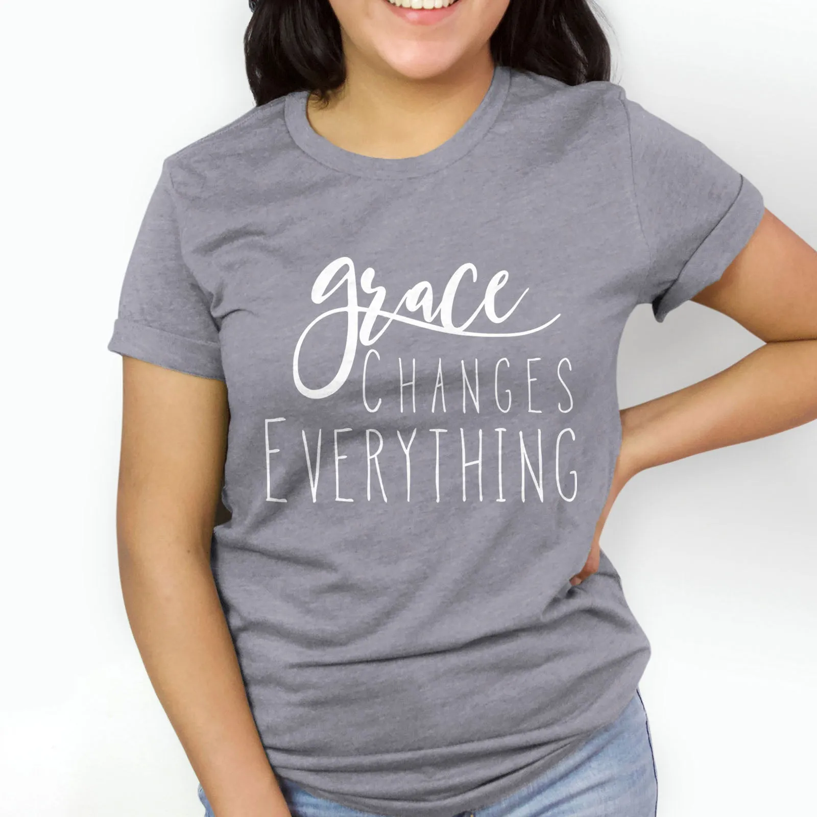 Grace Changes Everything Tee Shirts For Women - Christian Shirts for Women - Religious Tee Shirts