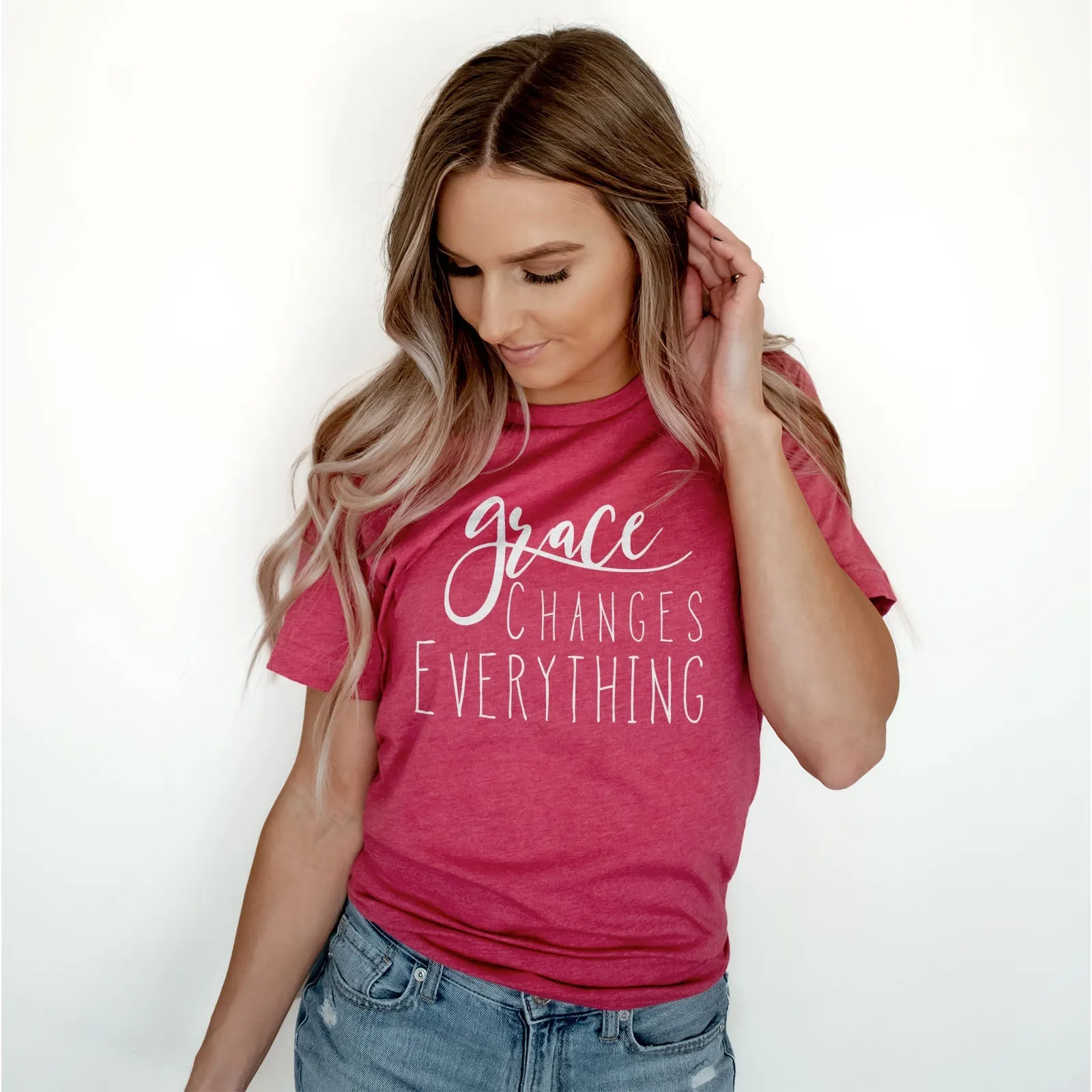 Grace Changes Everything Tee Shirts For Women - Christian Shirts for Women - Religious Tee Shirts