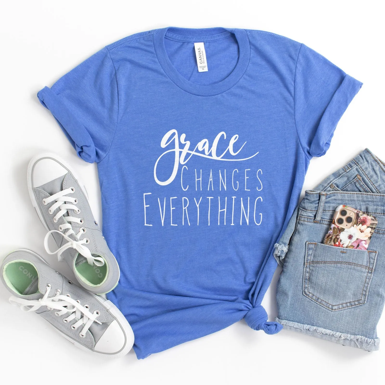 Grace Changes Everything Tee Shirts For Women - Christian Shirts for Women - Religious Tee Shirts