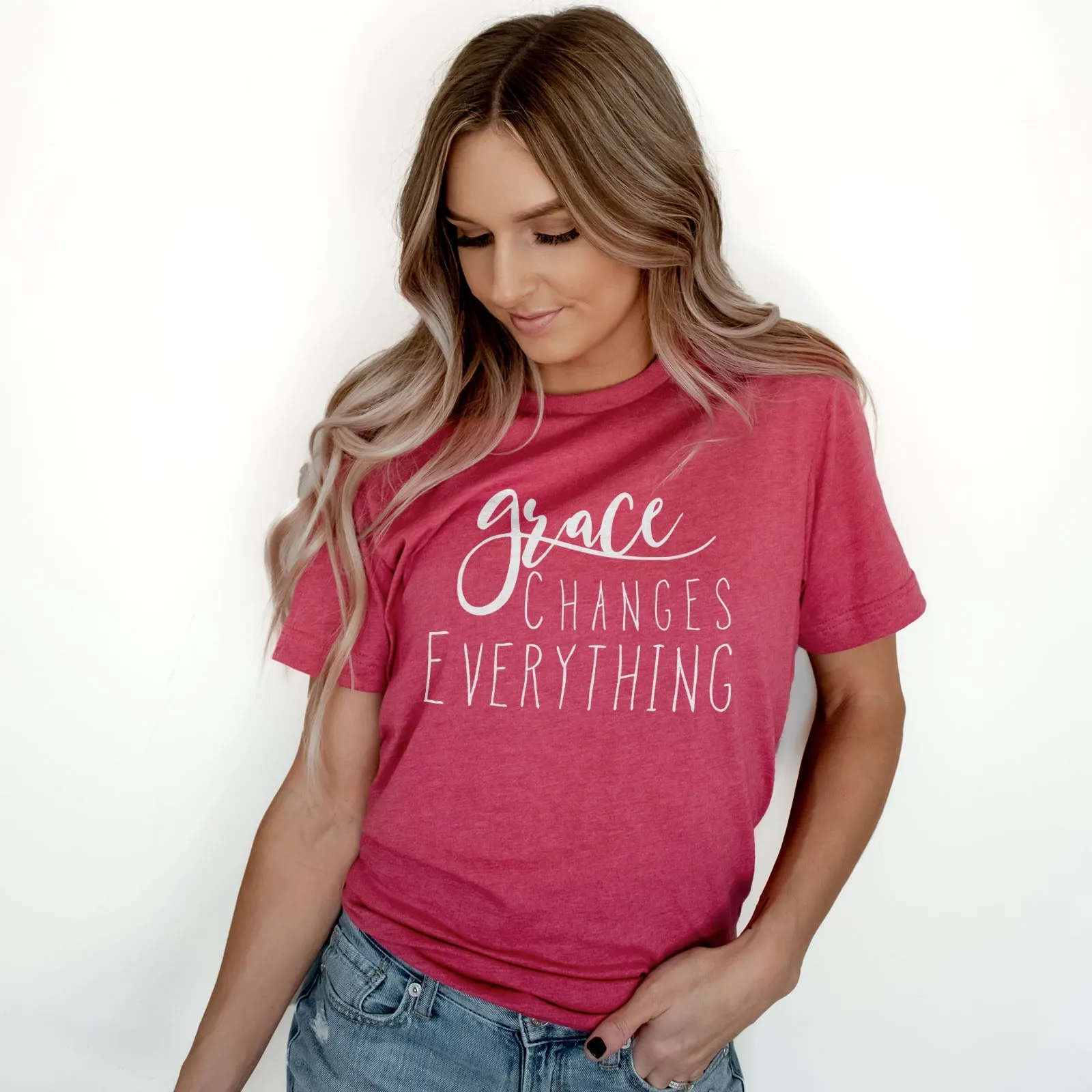 Grace Changes Everything Tee Shirts For Women - Christian Shirts for Women - Religious Tee Shirts