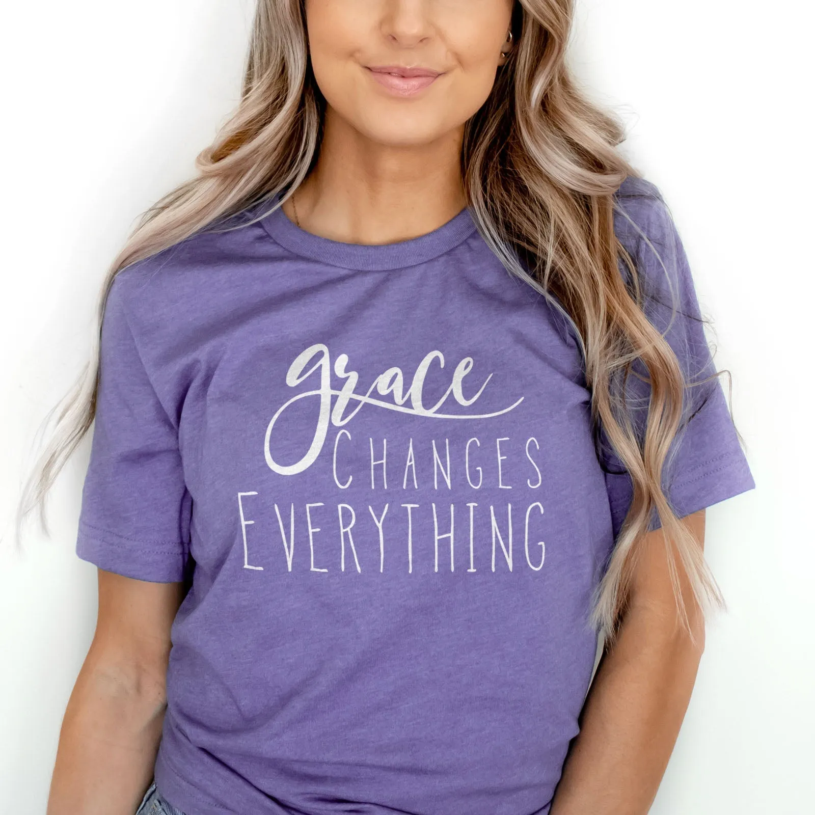 Grace Changes Everything Tee Shirts For Women - Christian Shirts for Women - Religious Tee Shirts