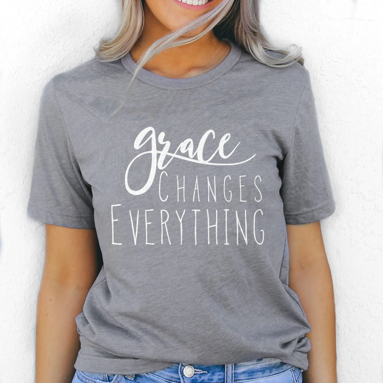 Grace Changes Everything Tee Shirts For Women - Christian Shirts for Women - Religious Tee Shirts