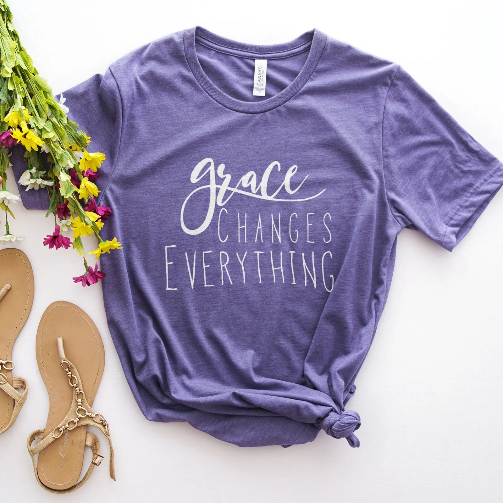 Grace Changes Everything Tee Shirts For Women - Christian Shirts for Women - Religious Tee Shirts