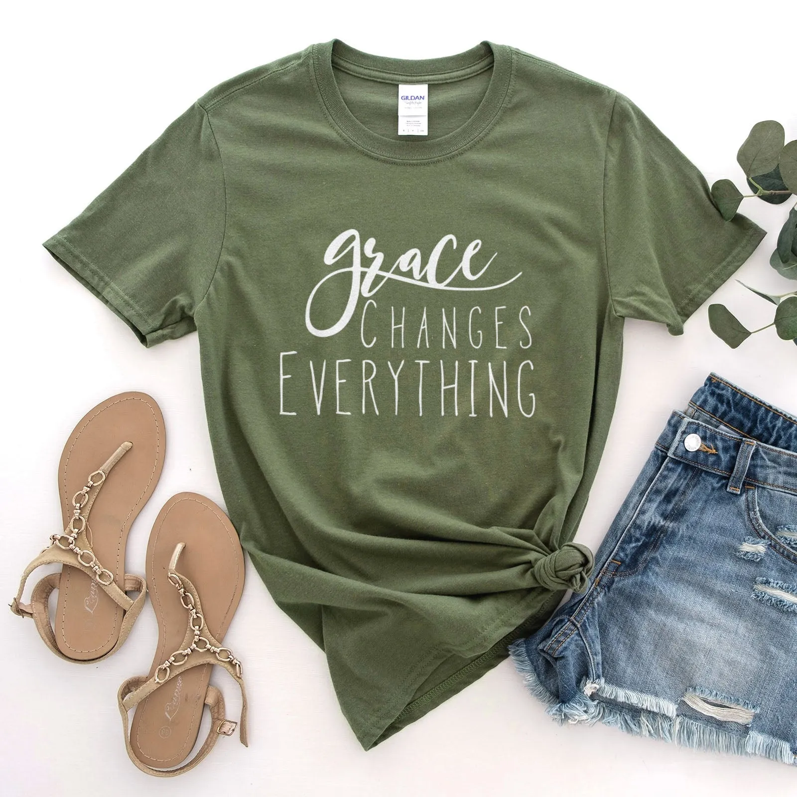 Grace Changes Everything Tee Shirts For Women - Christian Shirts for Women - Religious Tee Shirts