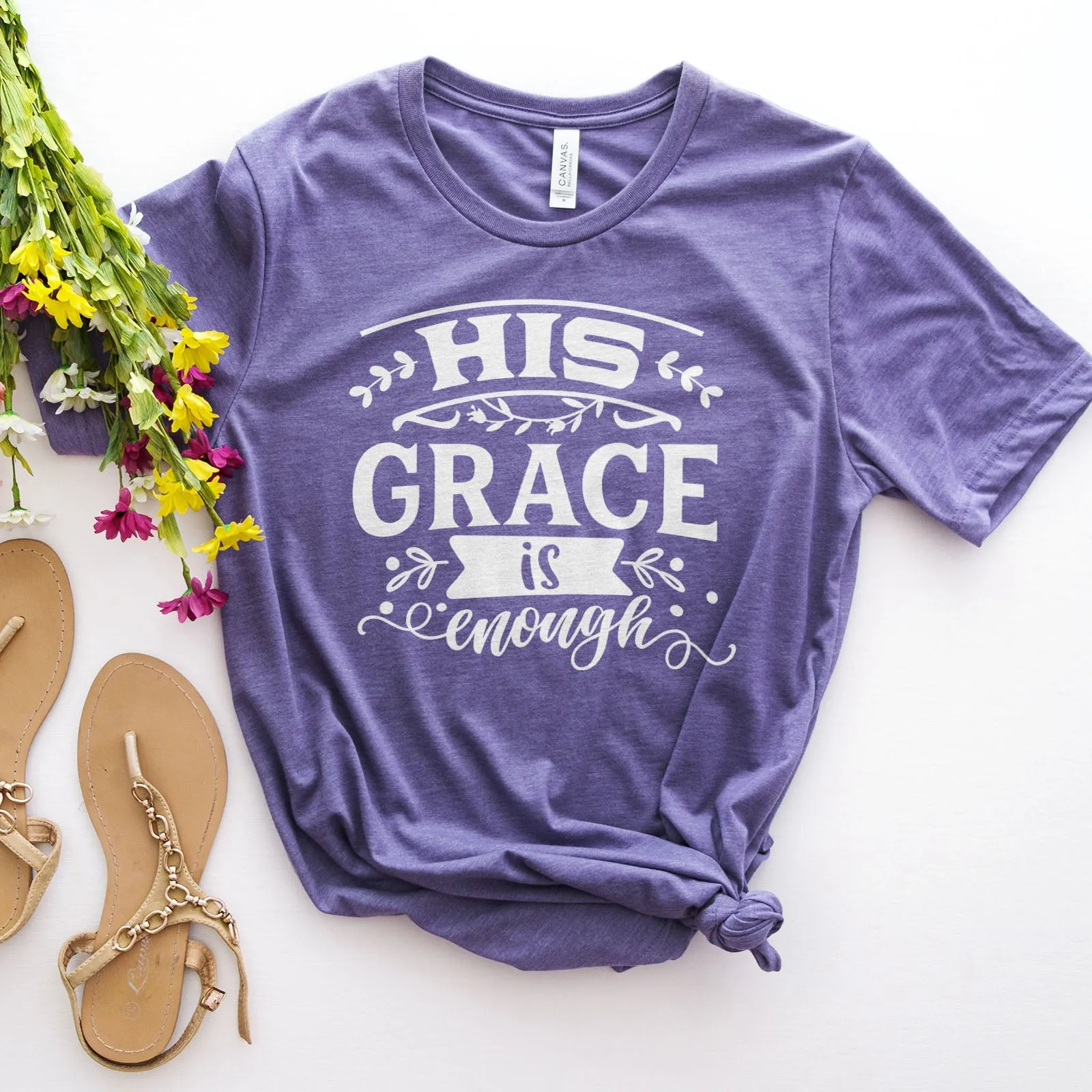 His Grace is Enough Bold Tee Shirts For Women - Christian Shirts for Women - Religious Tee Shirts