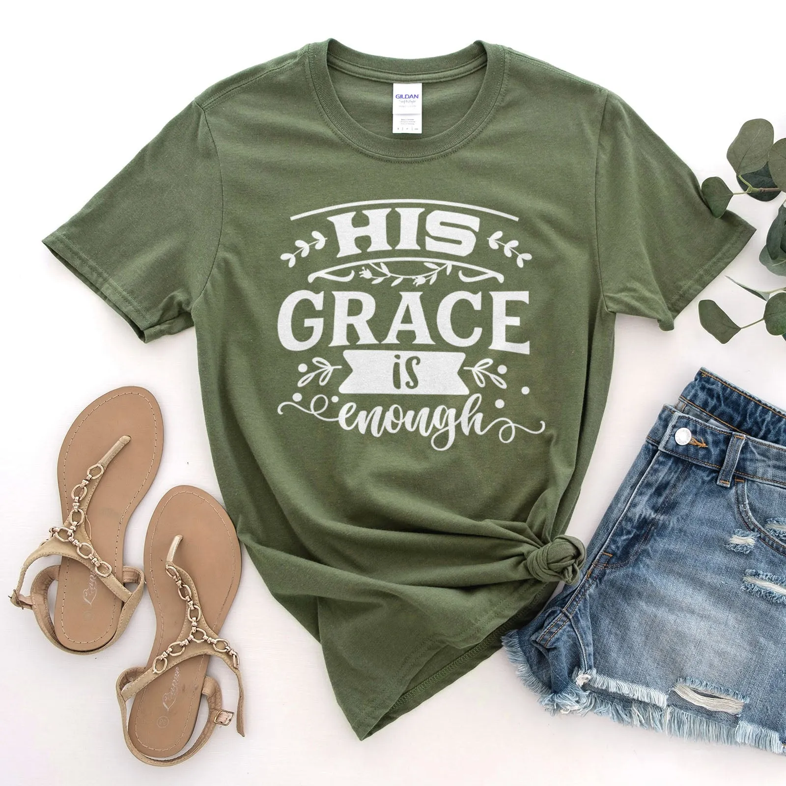 His Grace is Enough Bold Tee Shirts For Women - Christian Shirts for Women - Religious Tee Shirts