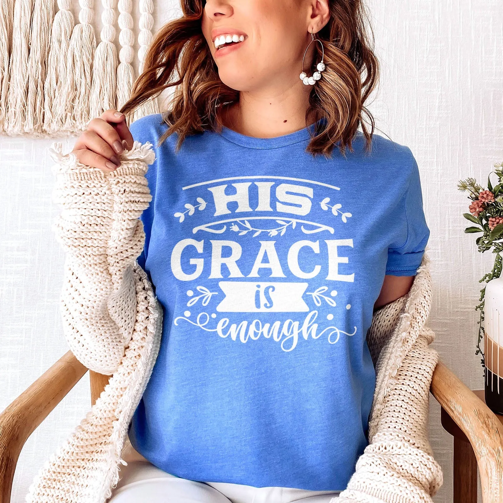 His Grace is Enough Bold Tee Shirts For Women - Christian Shirts for Women - Religious Tee Shirts