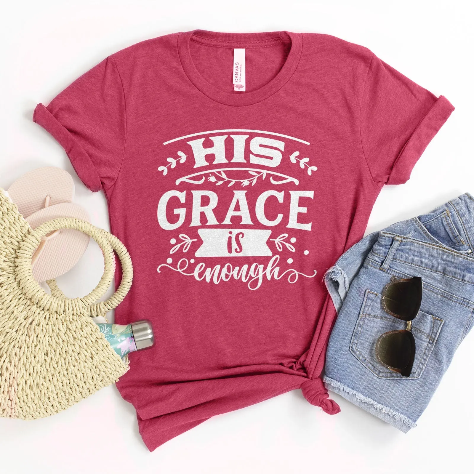 His Grace is Enough Bold Tee Shirts For Women - Christian Shirts for Women - Religious Tee Shirts