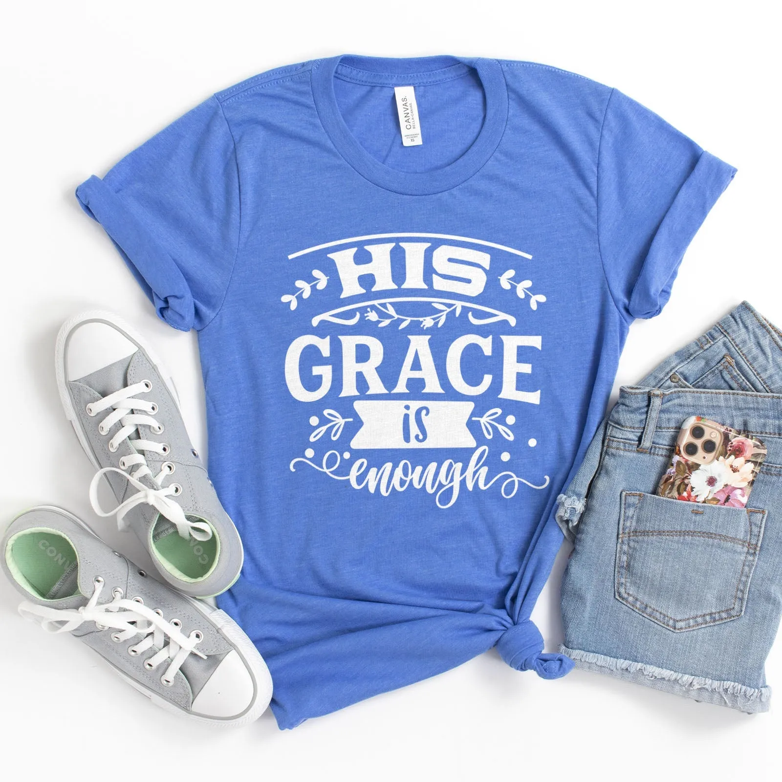 His Grace is Enough Bold Tee Shirts For Women - Christian Shirts for Women - Religious Tee Shirts