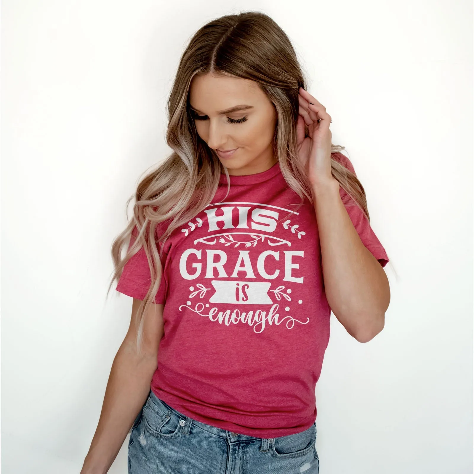 His Grace is Enough Bold Tee Shirts For Women - Christian Shirts for Women - Religious Tee Shirts