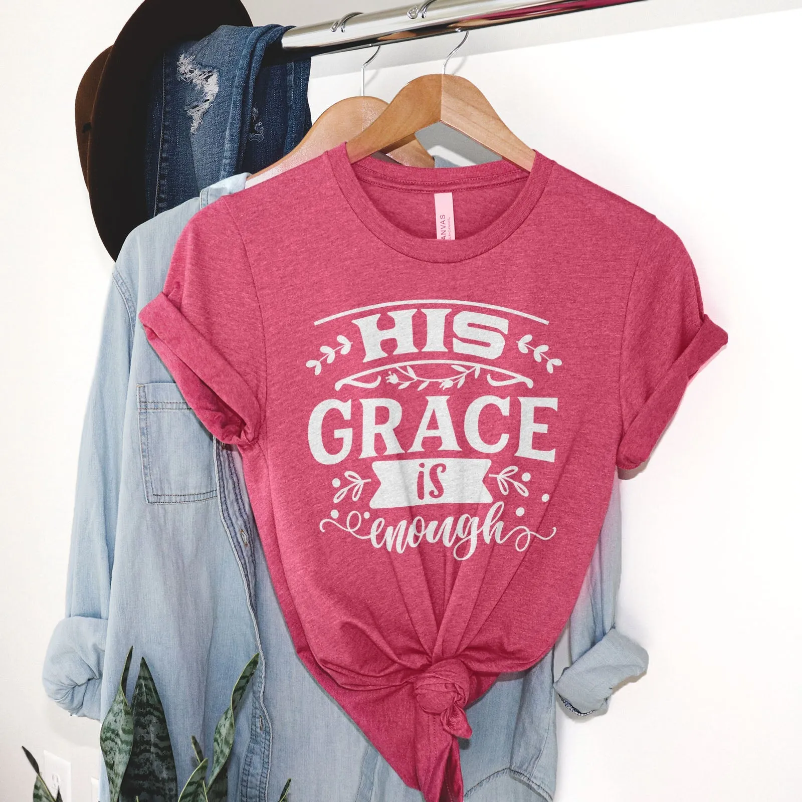 His Grace is Enough Bold Tee Shirts For Women - Christian Shirts for Women - Religious Tee Shirts