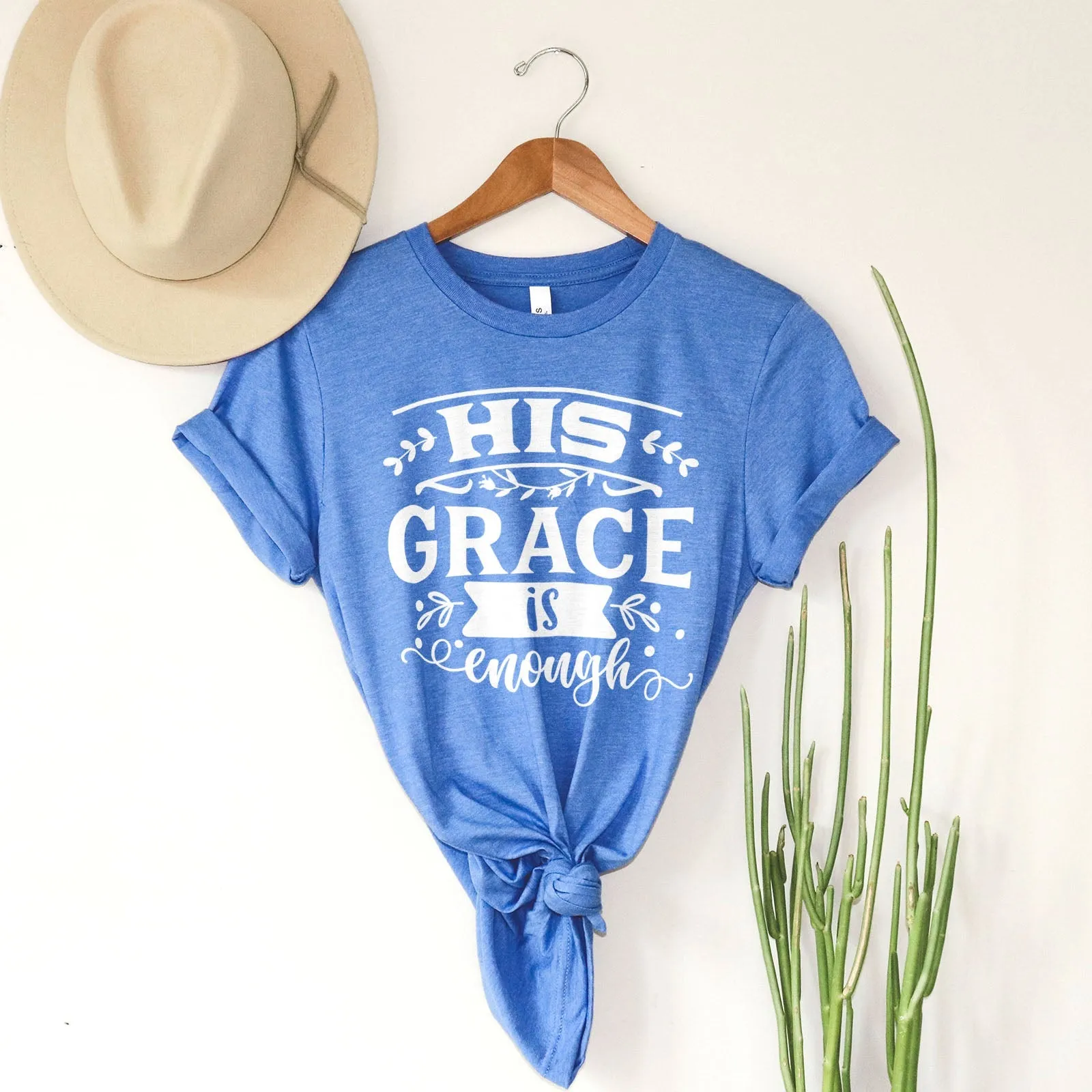 His Grace is Enough Bold Tee Shirts For Women - Christian Shirts for Women - Religious Tee Shirts