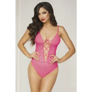 Lace Teddy - One Size  - Pink
