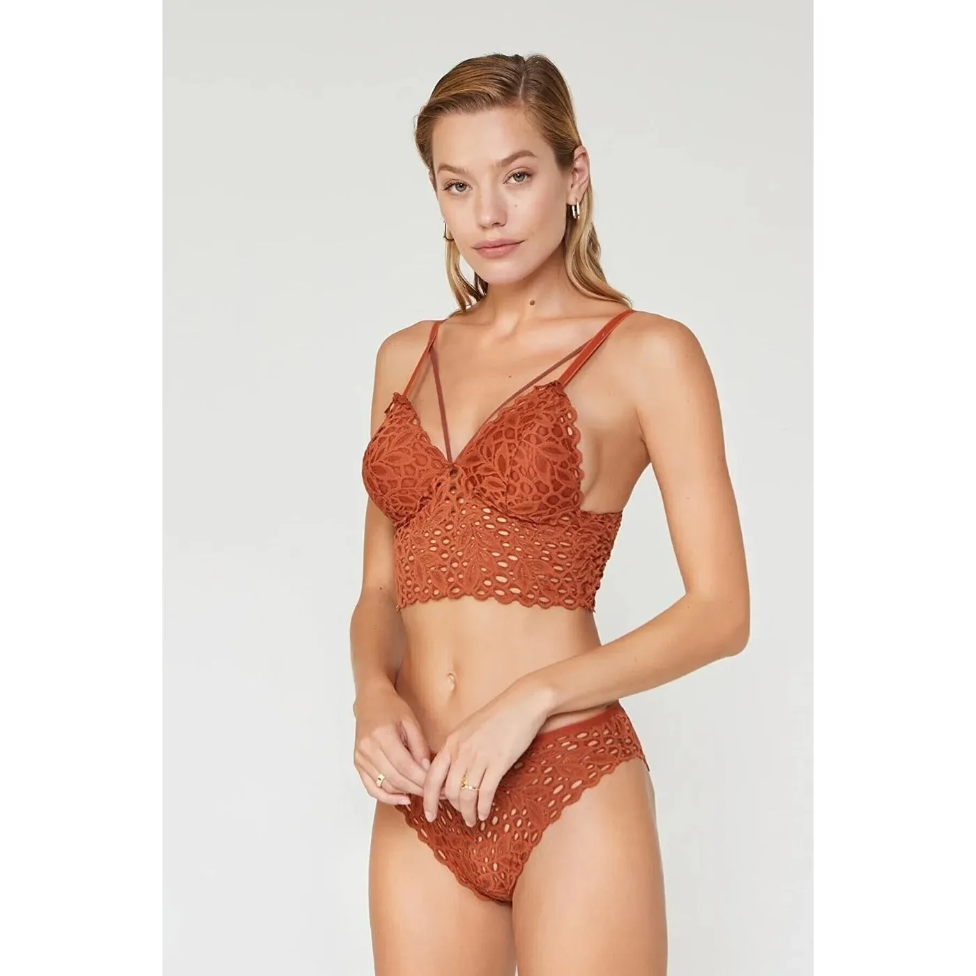 Lacy Rust Bralette Lingerie Set