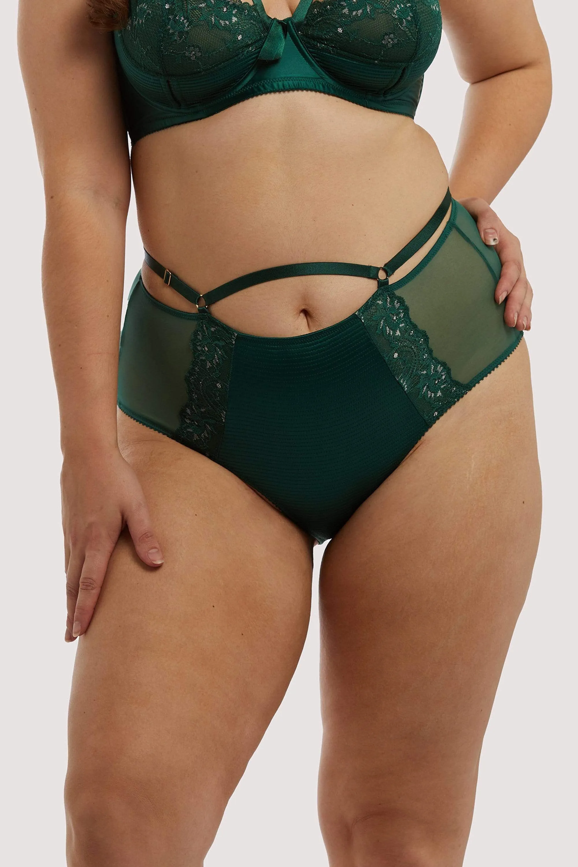 Madame X High Waist Bottle Green Curve Brief