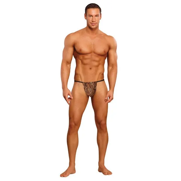 Male Power - Posing Strap Animal Print Thong Underwear O/S (Leopard)