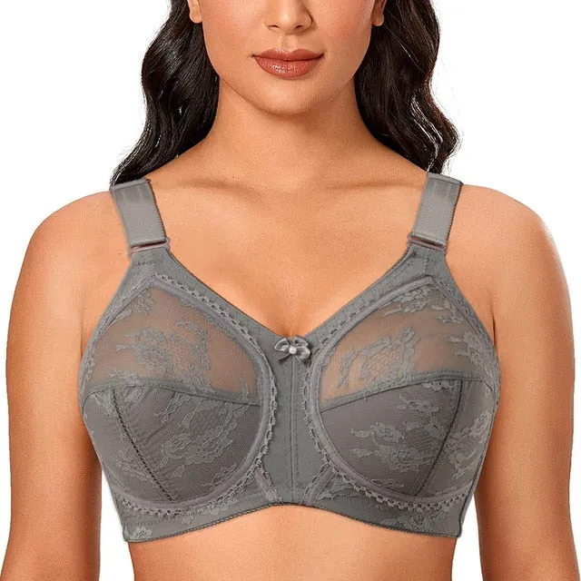 OCW Wireless Lace Bra Minimizer No Back Fat Plus Size