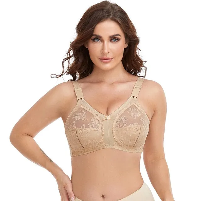 OCW Wireless Lace Bra Minimizer No Back Fat Plus Size