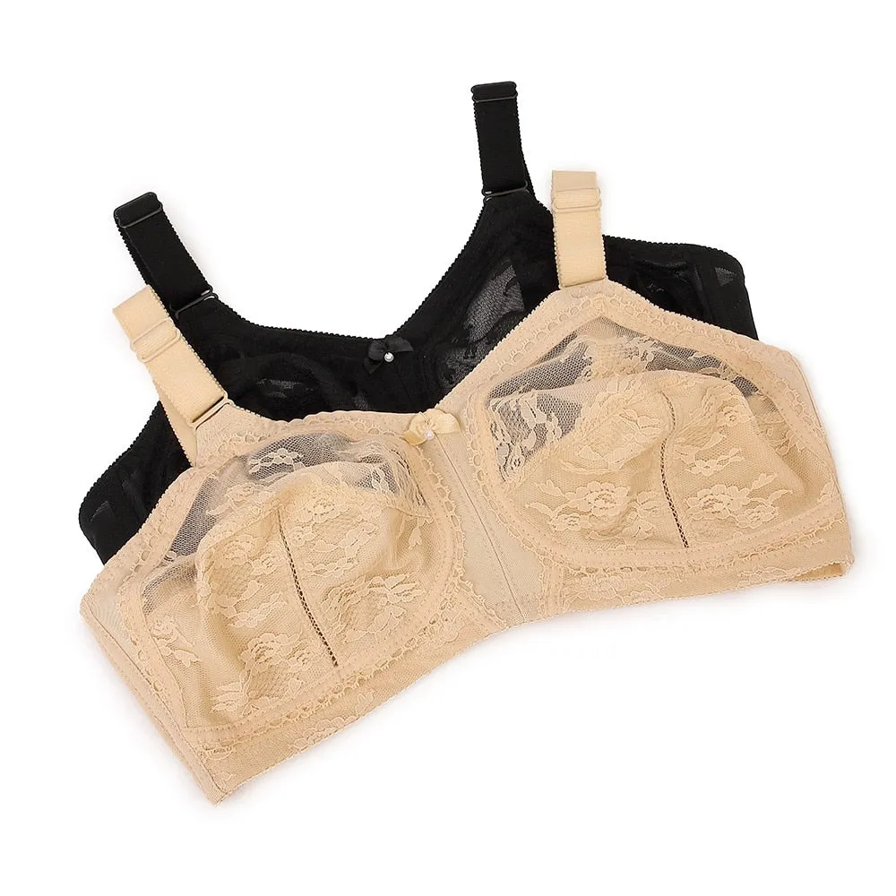 OCW Wireless Lace Bra Minimizer No Back Fat Plus Size