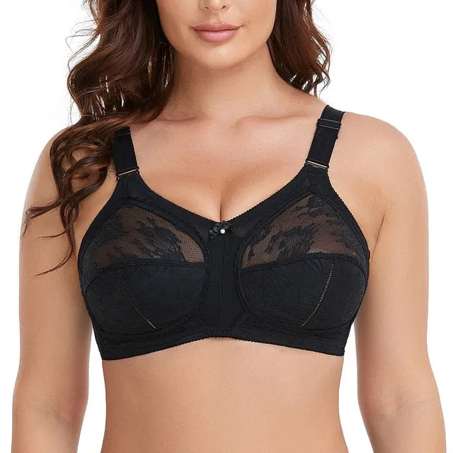 OCW Wireless Lace Bra Minimizer No Back Fat Plus Size