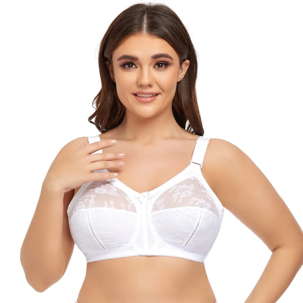 OCW Wireless Lace Bra Minimizer No Back Fat Plus Size