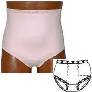 OPTIONS Ladies' Basic with Built-In Barrier/Support, Soft Pink, Center Stoma, Small 4-5, Hips 33" - 37"