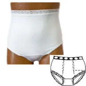 OPTIONS Ladies' Basic with Built-In Barrier/Support, White, Dual Stoma, Small 4-5, Hips 33" - 37"