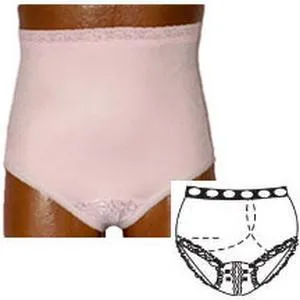 OPTIONS Ladies' Basic with Built-In Barrier/Support, White, right stoma, Medium 6-7, Hips 37" - 41"