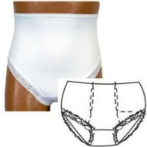 OPTIONS Ladies Brief with Open Crotch and Built-In Barrier/Support, Black, Dual Stoma, Small 4-5