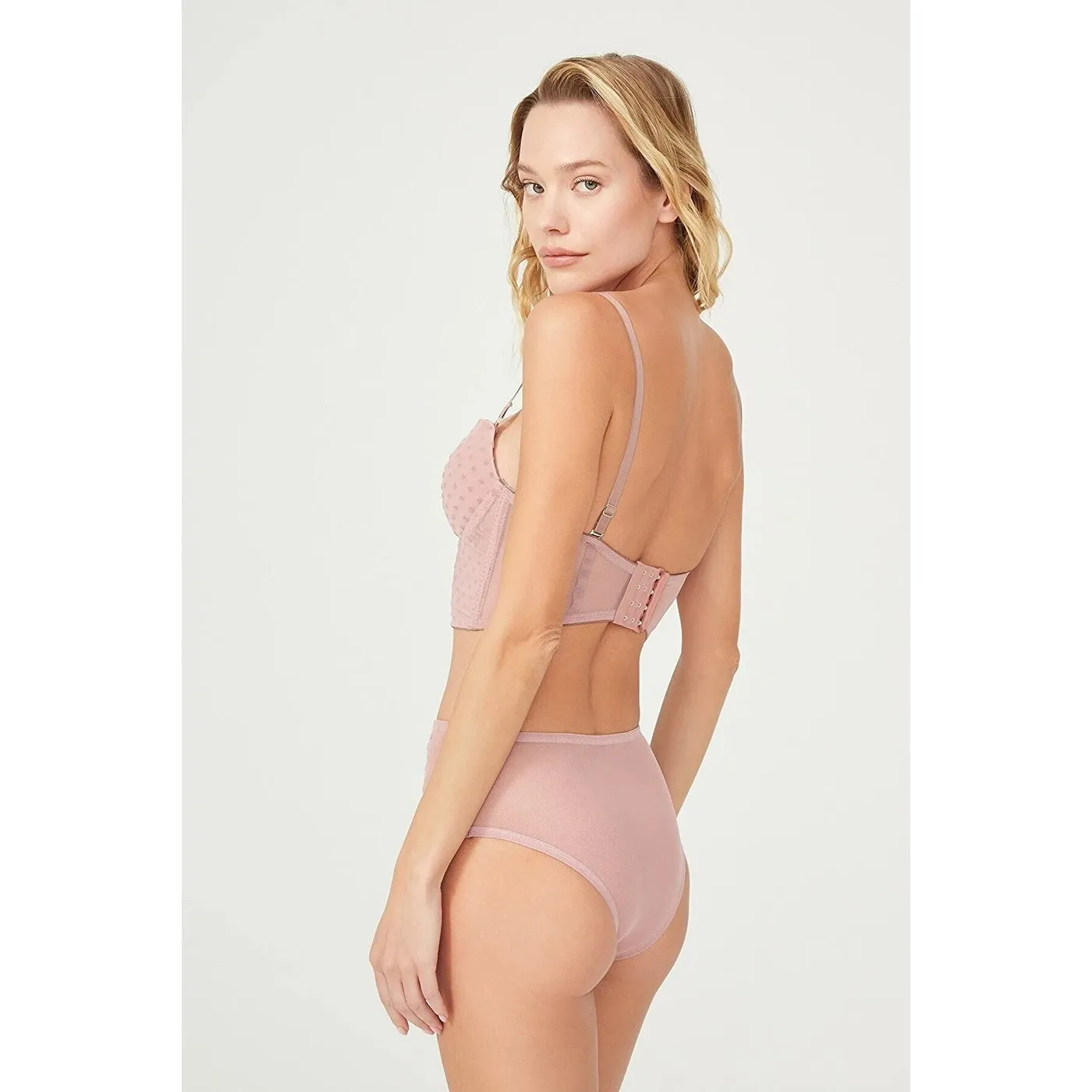 Peach Flock Corset Lingerie Set