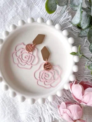 Pretty Rose Pink Lace Earrings