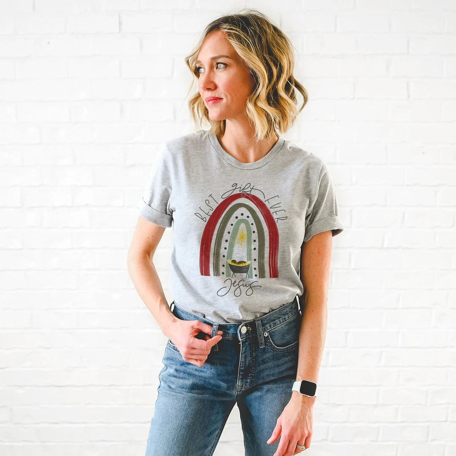 Rainbow Best Gift Ever Jesus Tee Shirts For Women - Christian Shirts for Women - Religious Tee Shirts