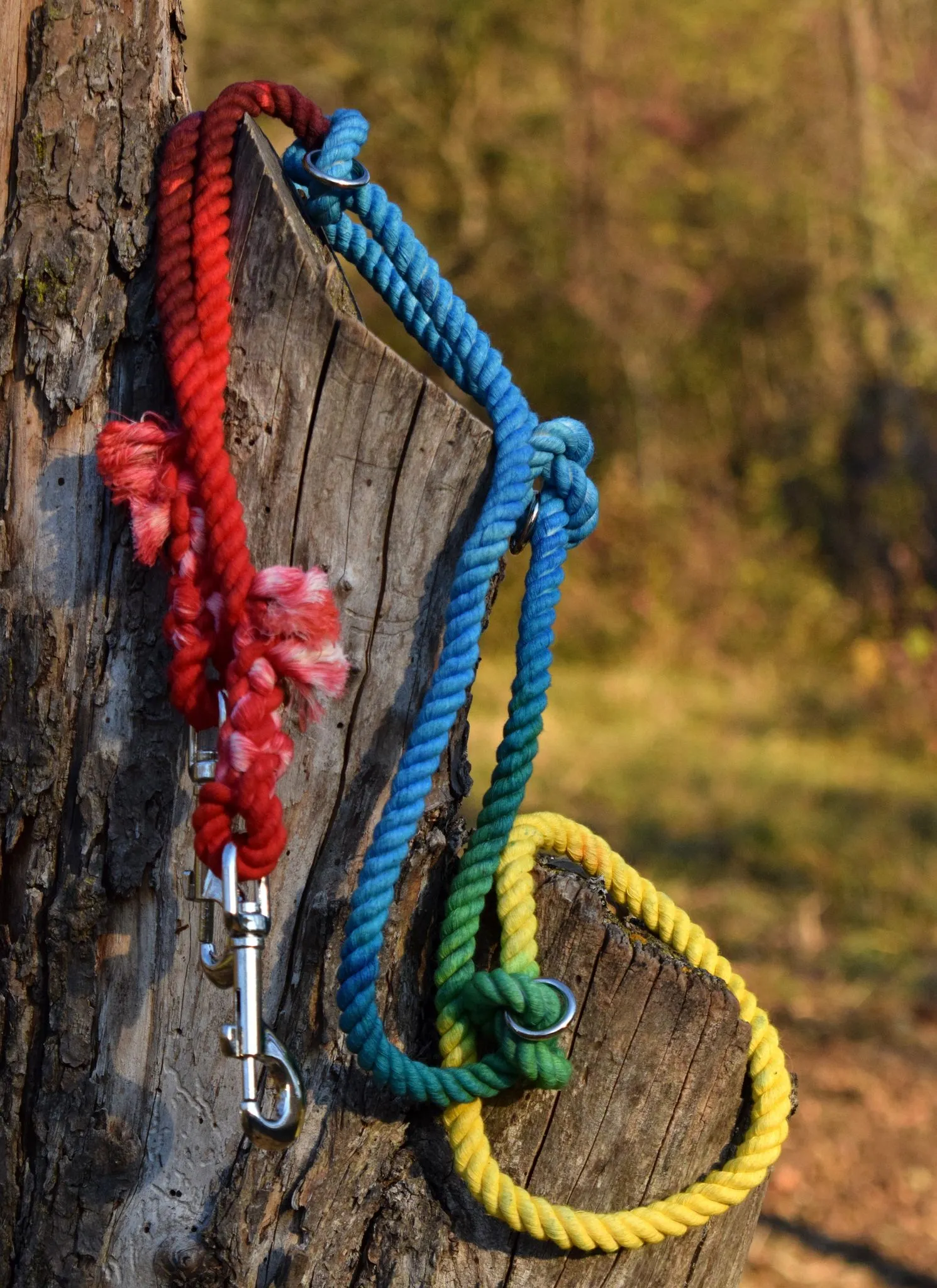 Rainbow Dip Dye Adjustable Cotton leash