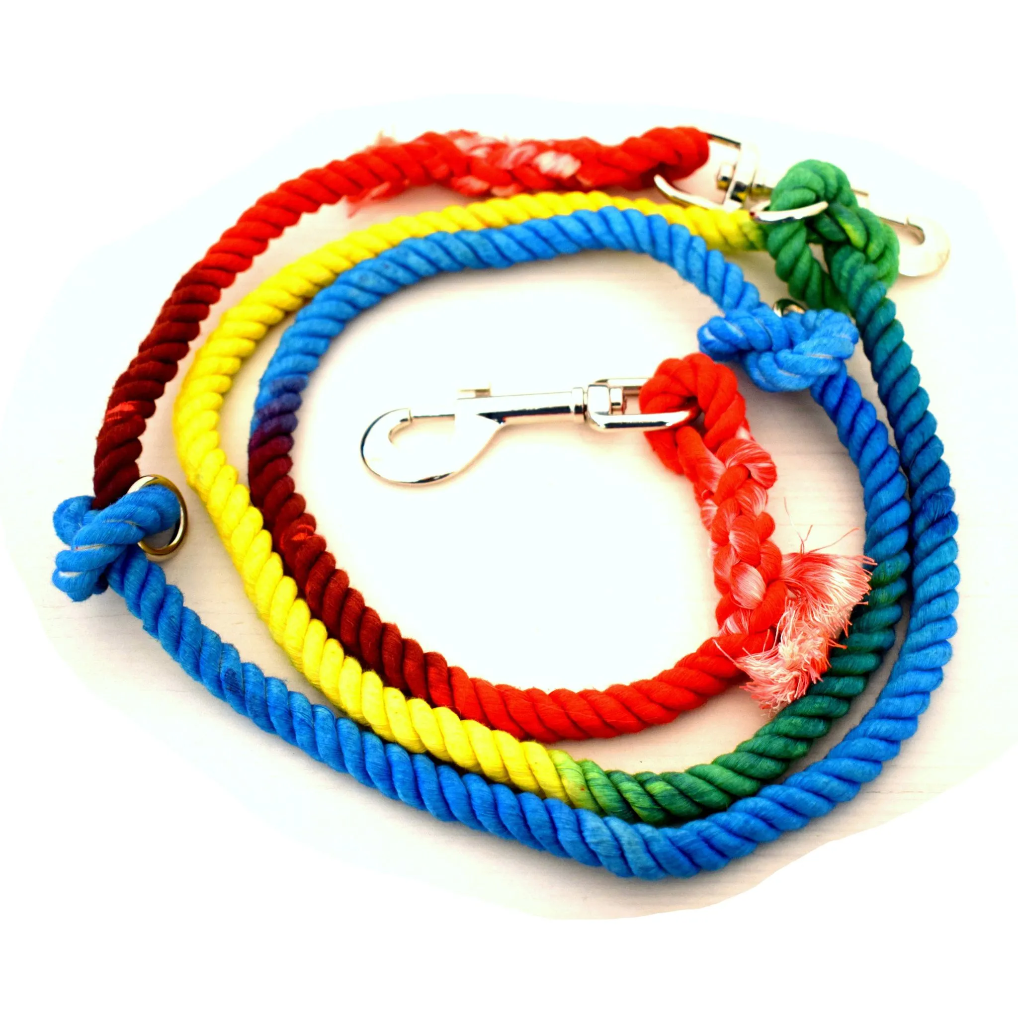 Rainbow Dip Dye Adjustable Cotton leash