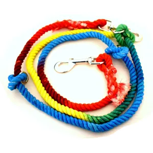 Rainbow Dip Dye Adjustable Cotton leash