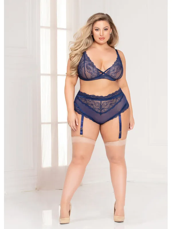 Secret Affair Bra Set 11077X Navy 1X/2X